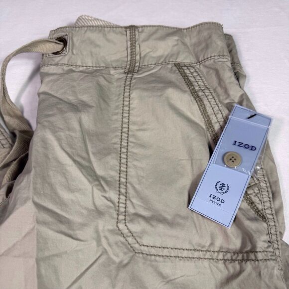 Izod Womens Convertible Pant Khaki Beige Tan Size 12 Petite 100% Cotton NWT Hike - Picture 5 of 14